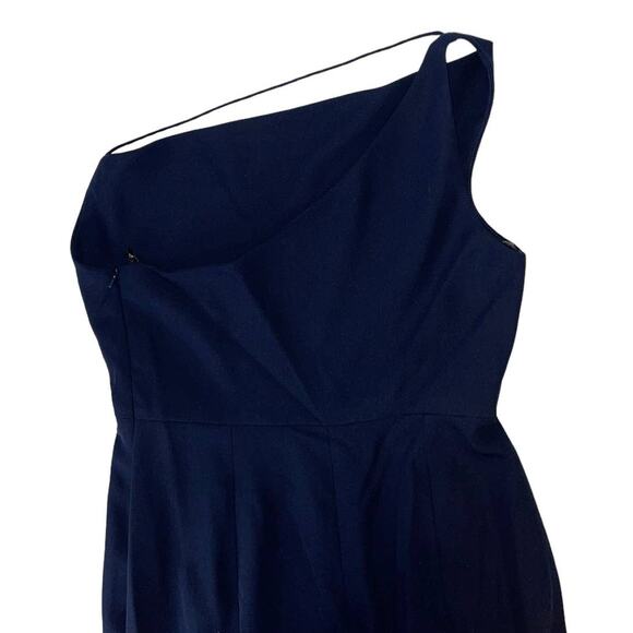 After Six One Shoulder Draped Cowl Neck Midnight Blue maxi Dress Size 12 - Picture 5 of 15
